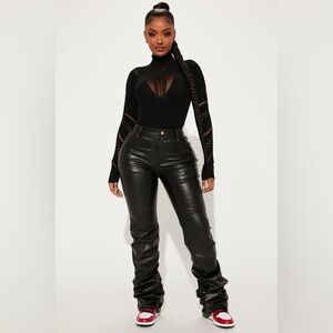 Fashion Nova Black Faux Leather High-Waist Pants